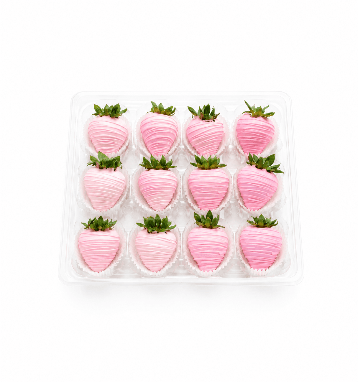 A coordinated assortment of pink individual desserts